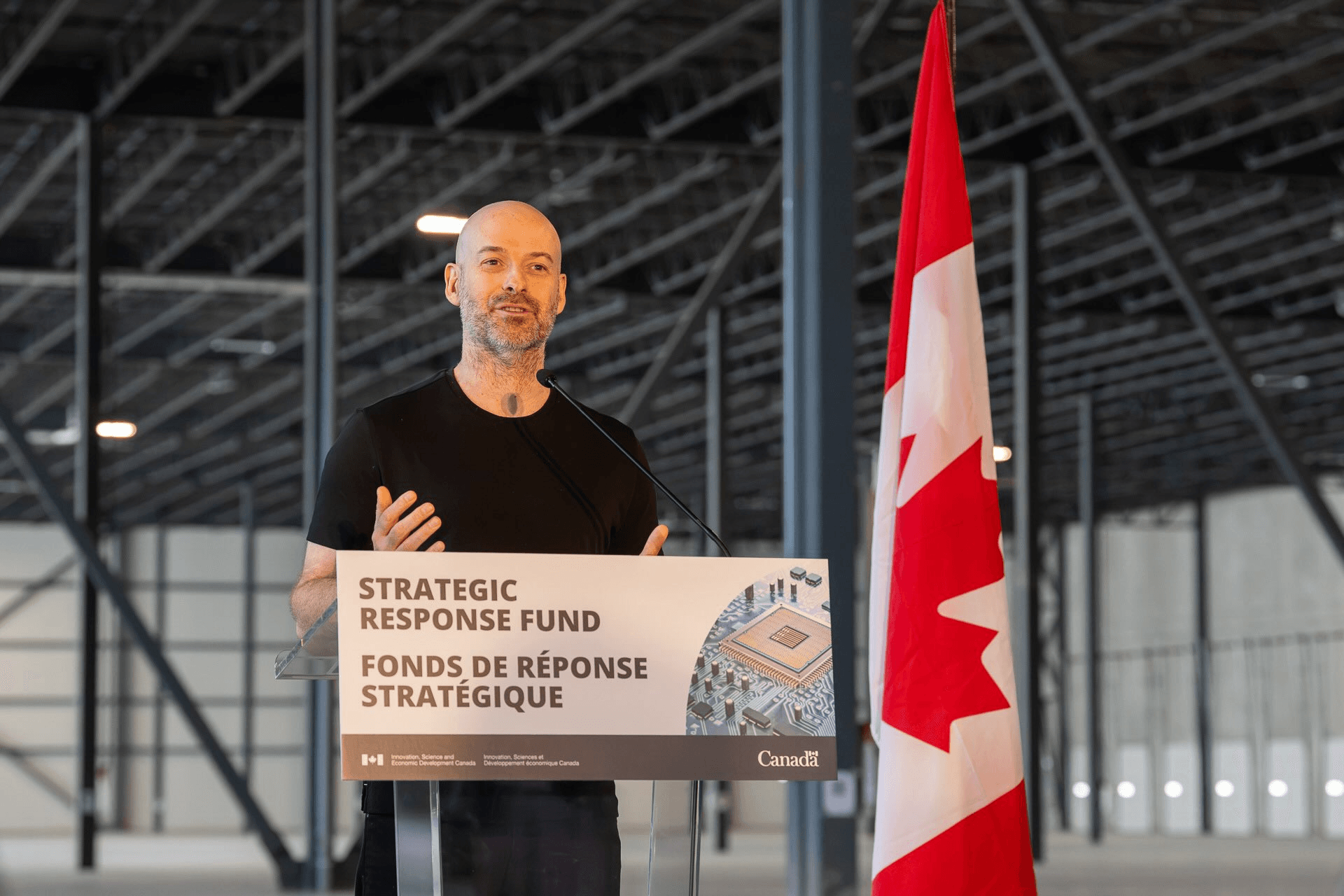 Christian Weedbrook speaking at the Inception funding announcement in Toronto