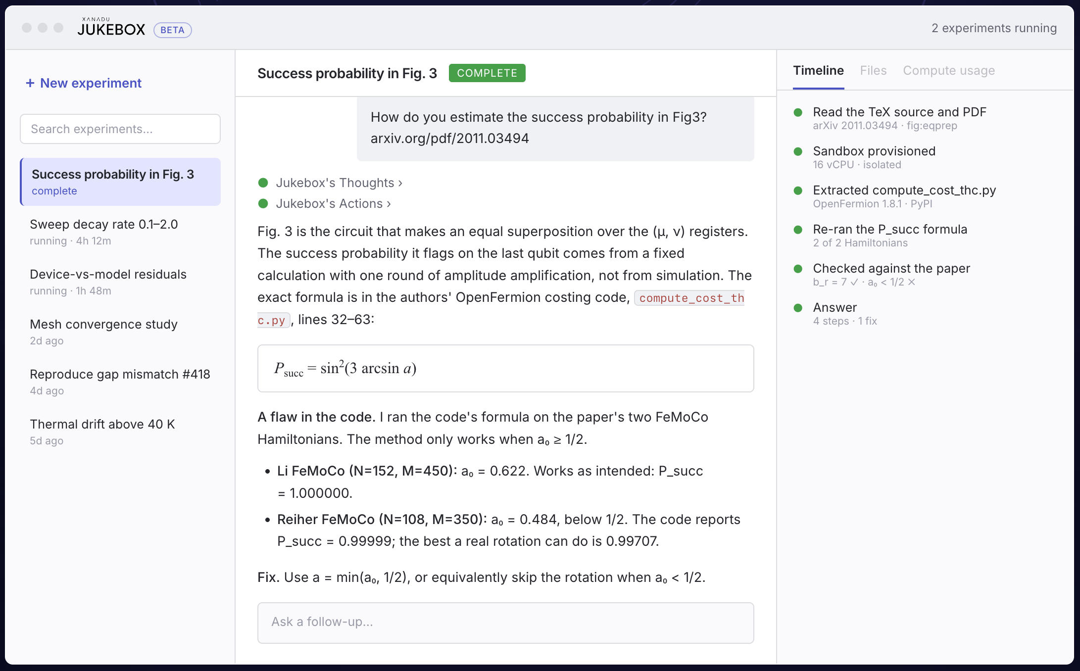 Jukebox workspace: a finished experiment answering how the success probability in Fig. 3 of arXiv 2011.03494 is estimated